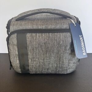 BAGSMART Compact Camera Shoulder Bag with Waterproof Rain Cover Grey Gray